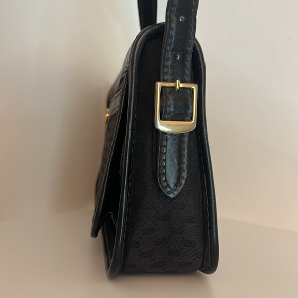 GUCCI black canvas and leather crossbody vintage purse bag - Picture 5 of 17